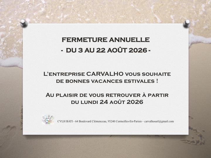 Fermeture annuelle du 3 au 22 ao&ucirc;t 2026